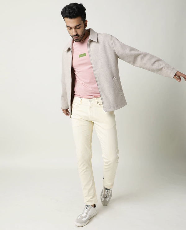 Rare Rabbit Men's Fiv5S Yellow Cotton Elastane Fabric Trouser