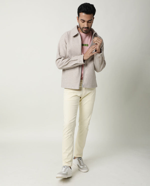 Rare Rabbit Men's Fiv5S Yellow Cotton Elastane Fabric Trouser