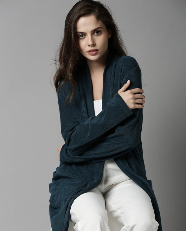 Rareism Women Sesh Blue Overlayer Knit Fabric Solid