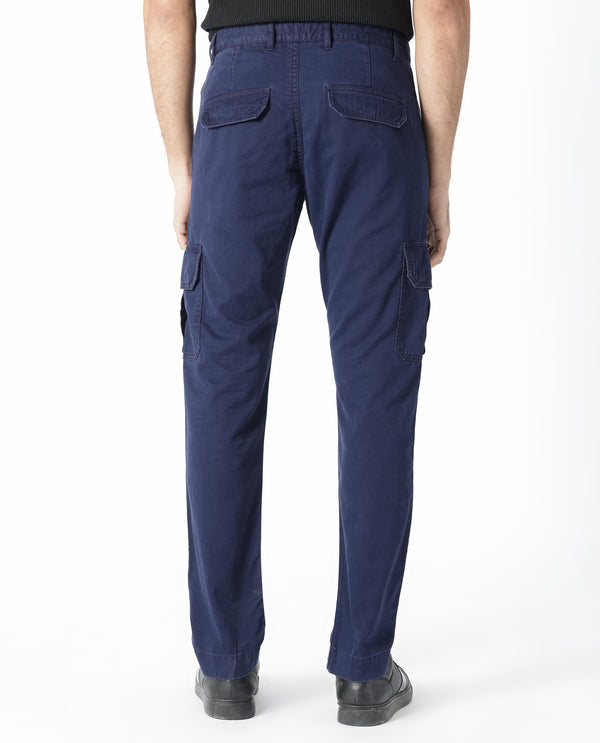 Rare Rabbit Men's Inbuil Navy Mid-Rise Regular Fit Cargo Trousers