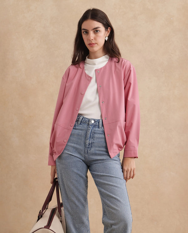 Rareism Women Indow Dusky Pink Plain Jacket