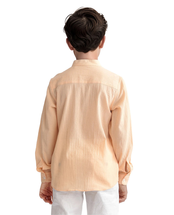 Rare Ones Kids Ines Light Orange Cotton Full Sleeve Spread Collar Solid Shirt