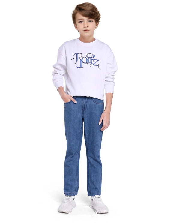 Rare Ones Kids Ivan Light Blue Cotton Slim Fit Denim Pant
