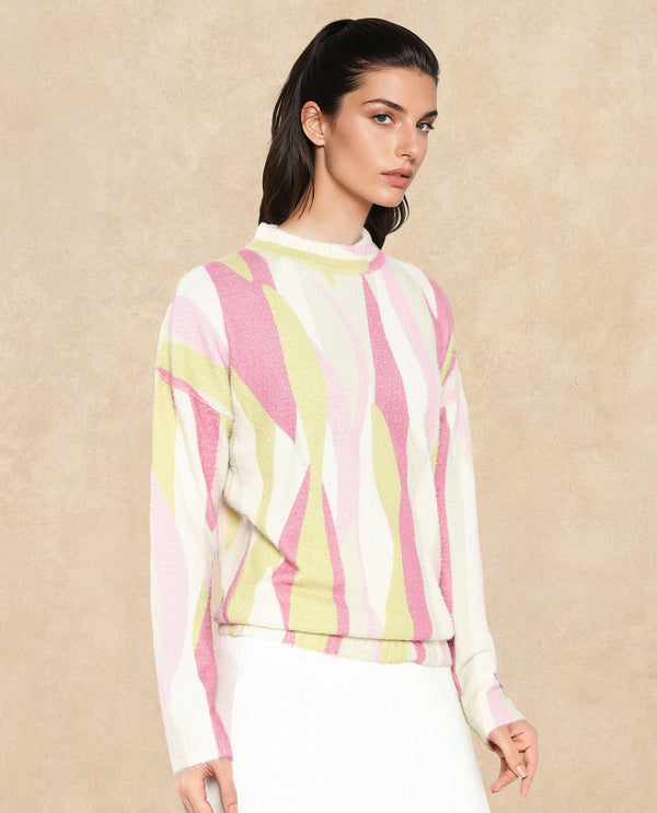 Rareism Women Jacira Light Multi Relaxed Fit Printed Sweater