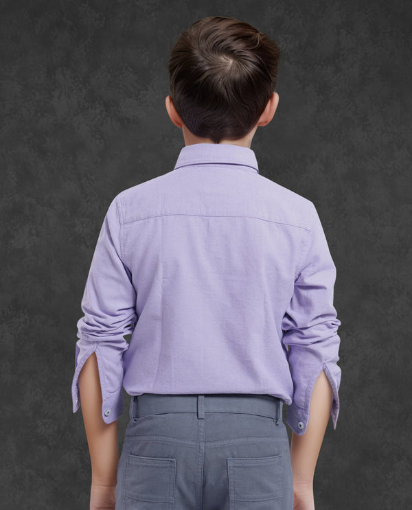 Rare Ones Kids Jac Purple Cotton Full Sleeves Button Down Regular Fit Solid Shirt