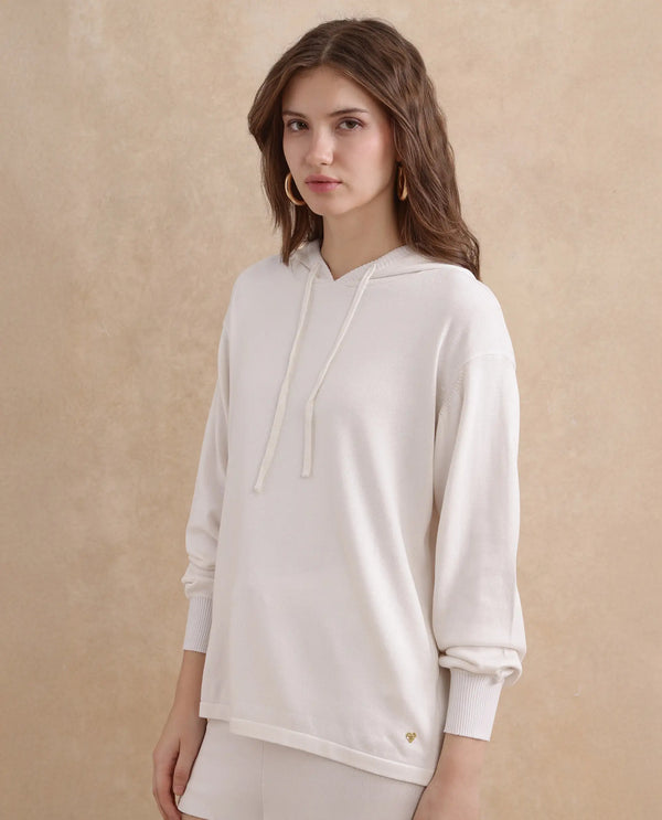 Rareism Women Janfinn-T Off White 78%Viscose 22% Polyester Fabric Full Sleeve Relaxed Fit Top