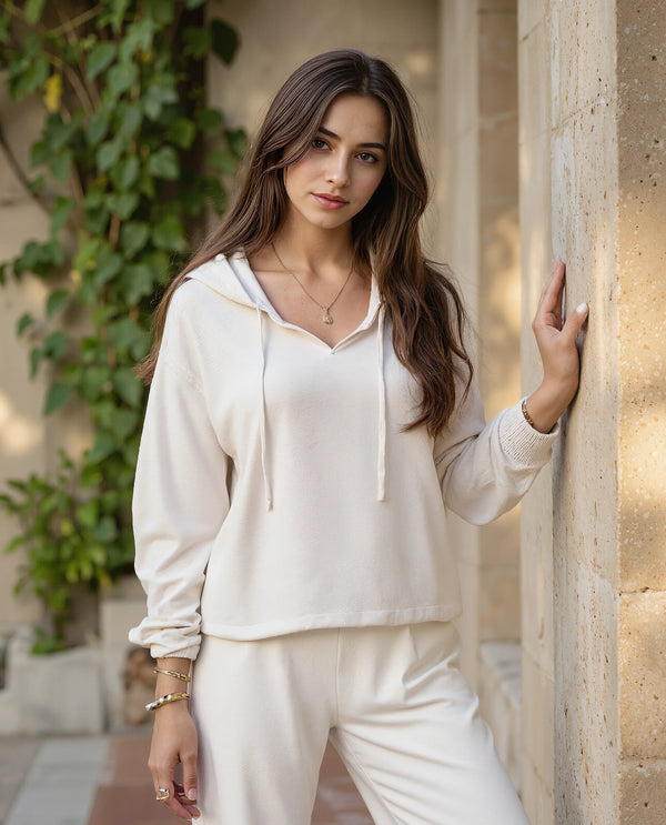 Rareism Women Janfinn-T Off White 78%Viscose 22% Polyester Fabric Full Sleeve Relaxed Fit Top