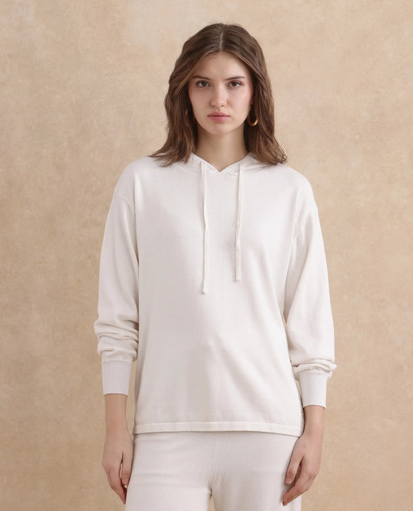 Rareism Women Janfinn-T Off White 78%Viscose 22% Polyester Fabric Full Sleeve Relaxed Fit Top