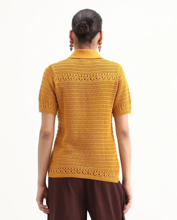 Rareism Women Jantuda Dusky Mustard 100% Cotton Fabric Sleeveless Relaxed Fit Top
