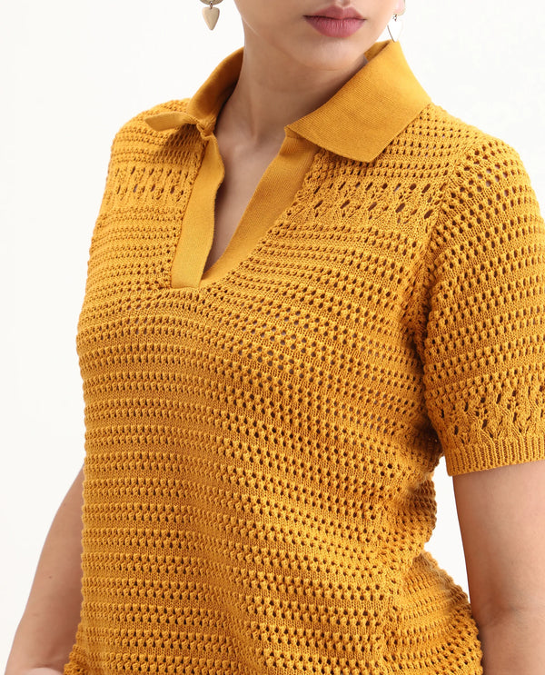 Rareism Women Jantuda Dusky Mustard 100% Cotton Fabric Sleeveless Relaxed Fit Top