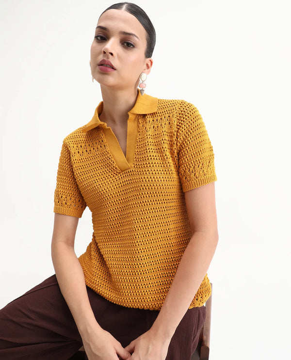 Rareism Women Jantuda Dusky Mustard 100% Cotton Fabric Sleeveless Relaxed Fit Top