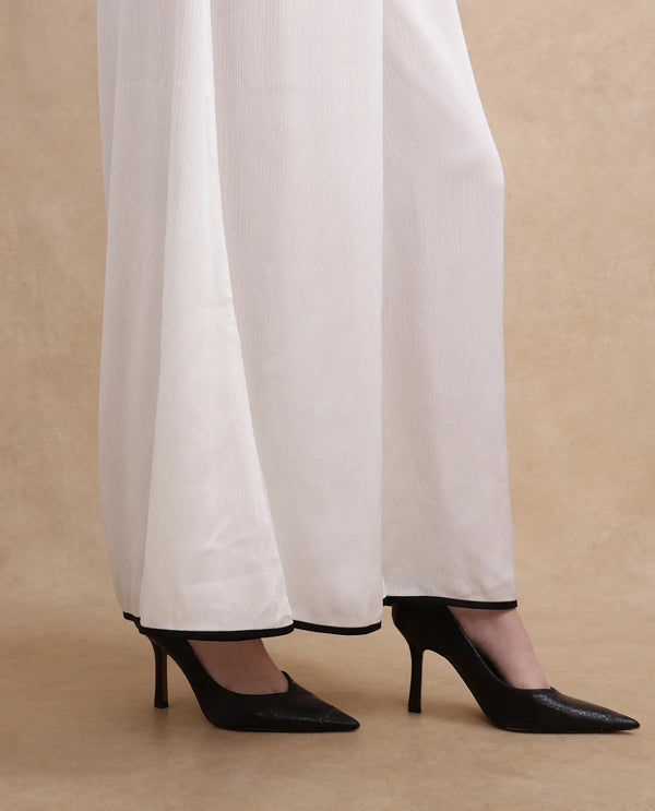 Rareism Women Janula-B Beige Polyester Fabric Flared Ankle Length Plain Trouser