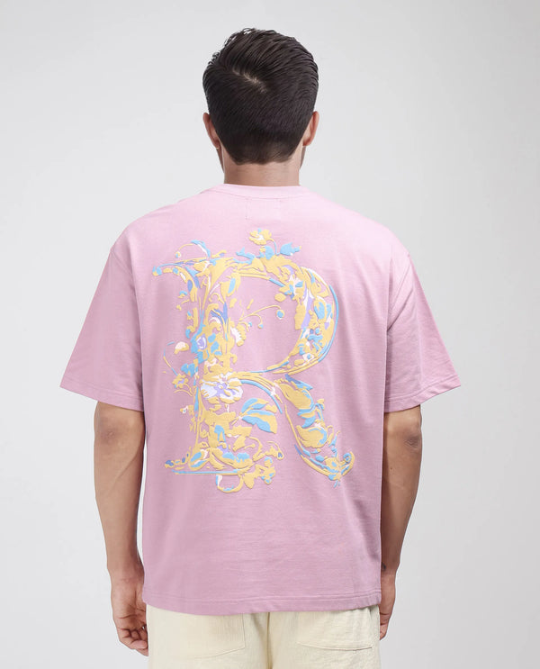 Rare Rabbit Men Jardi Pink Cotton Fabric Short Sleeve Oversized Fit Printed T-Shirt