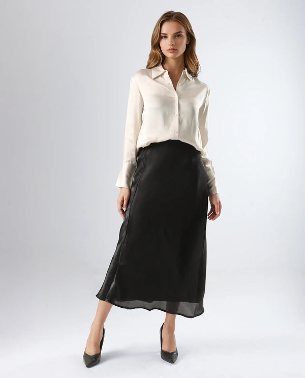 Rareism Women Jaux Beige Button Closure Satin Regular Shirt