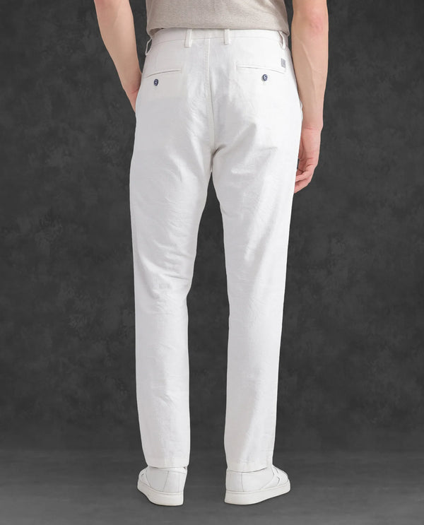 Rare Rabbit Men Jeck-24 White Button Closure Regular Fit Plain Trouser