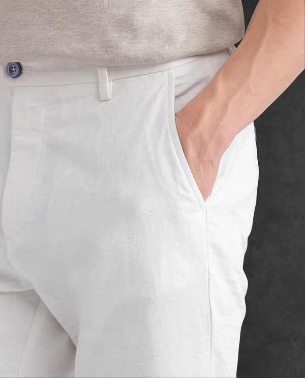 Rare Rabbit Men Jeck-24 White Button Closure Regular Fit Plain Trouser