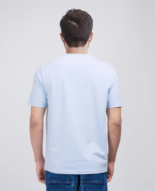 Rare Rabbit Men Jed Dusky Blue Cotton Lycra Fabric Short Sleeve Crew Neck Graphic Print T-Shirt