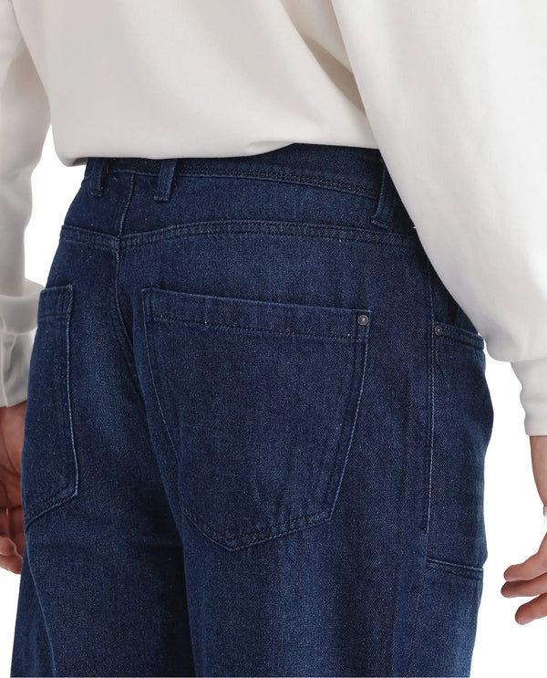 Rare Rabbit Men's Jettor Dark Blue Cotton Fabric Mid Rise Dark Wash Relaxed Fit Plain Jeans