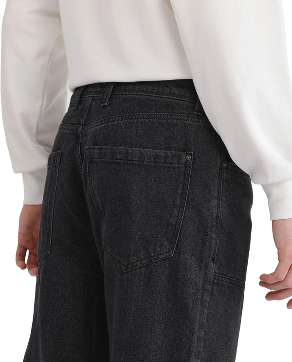 Rare Rabbit Men's Jettor Dark Grey Cotton Fabric Mid Rise Dark Wash Relaxed Fit Plain Jeans