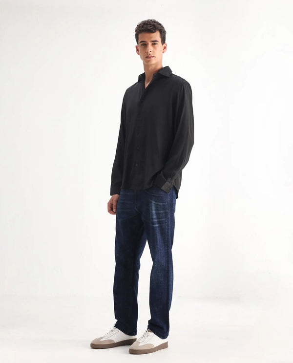 Rare Rabbit Mens Jogg Dark Blue Cotton Polyester Mid Wash Regular Fit Jeans