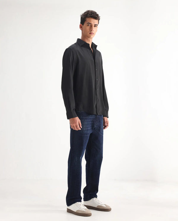 Rare Rabbit Mens Jogg Dark Blue Cotton Polyester Mid Wash Regular Fit Jeans