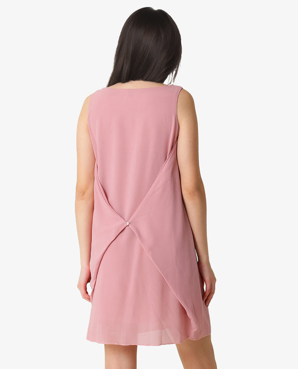 Rareism Women Jonas Pink Boat Neck Sleeveless Mini Dress