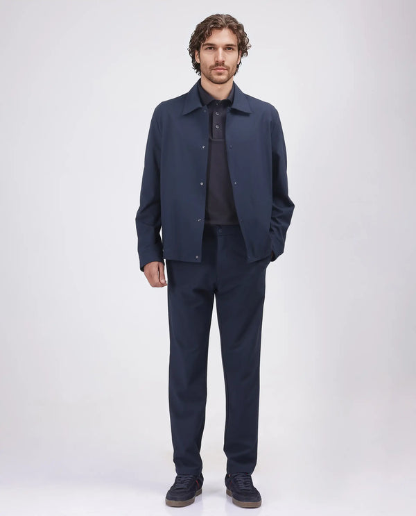 Rare Rabbit Men Juan Navy Polyester Fabric Full Sleeve Collared Neck Snap Button Closure Plain Shacket