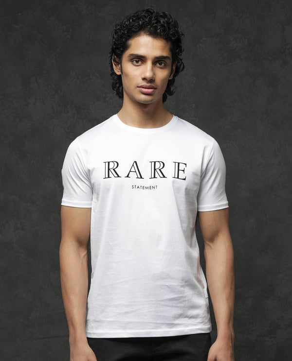 Rare Rabbit Mens Junot White Cotton Fabric Short Sleeve Graphic Print T-Shirt
