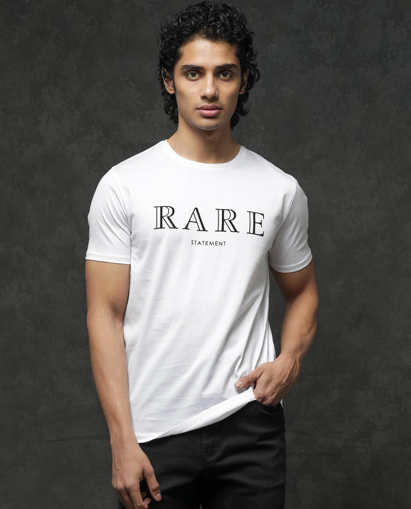 Rare Rabbit Mens Junot White Cotton Fabric Short Sleeve Graphic Print T-Shirt
