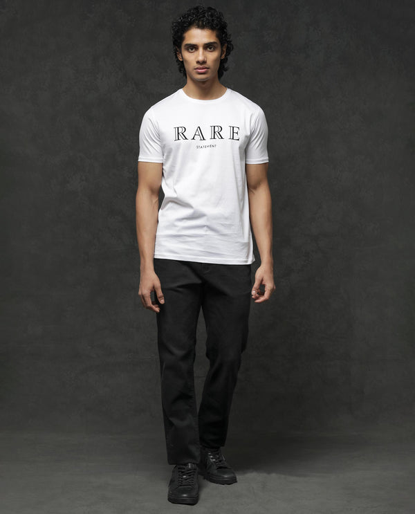 Rare Rabbit Mens Junot White Cotton Fabric Short Sleeve Graphic Print T-Shirt