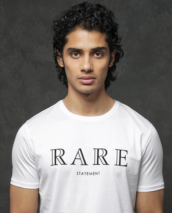 Rare Rabbit Mens Junot White Cotton Fabric Short Sleeve Graphic Print T-Shirt