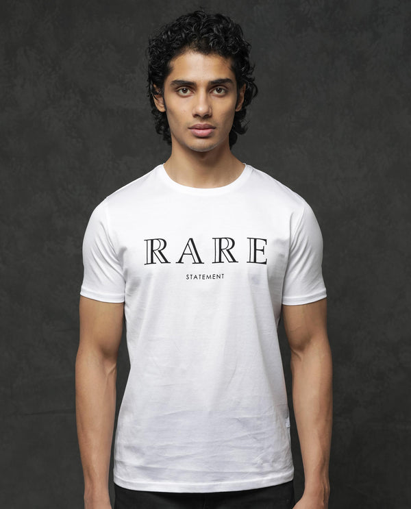 Rare Rabbit Mens Junot White Cotton Fabric Short Sleeve Graphic Print T-Shirt