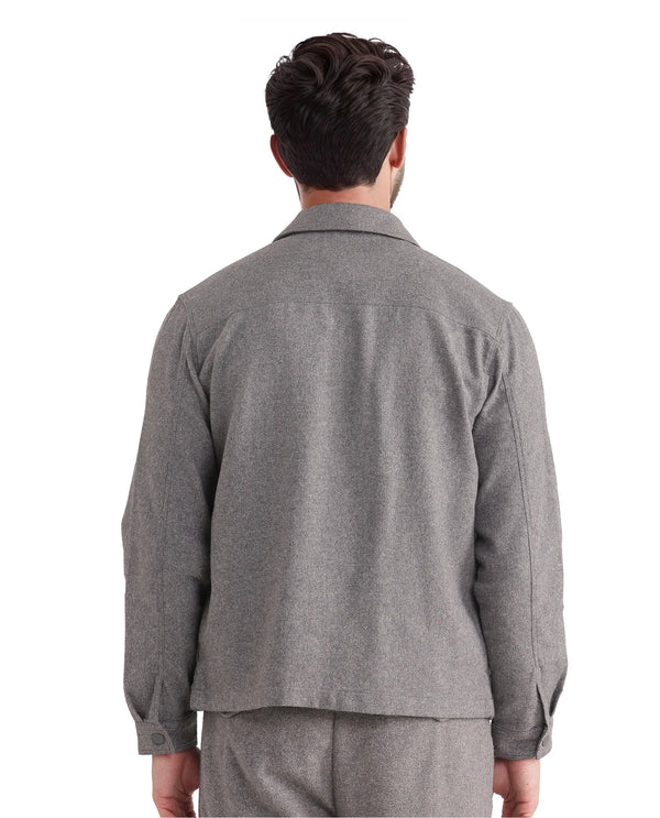 Rare Rabbit Men's Kaai Dark Grey  Polyester Nylon Fabric Full Sleeve Zipper Closure Regular Fit Plain Shacket