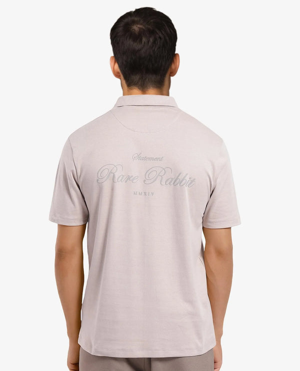 Rare Rabbit Men Kace Beige Short Sleeve Regular Fit Embroidered Logo Plain Polo