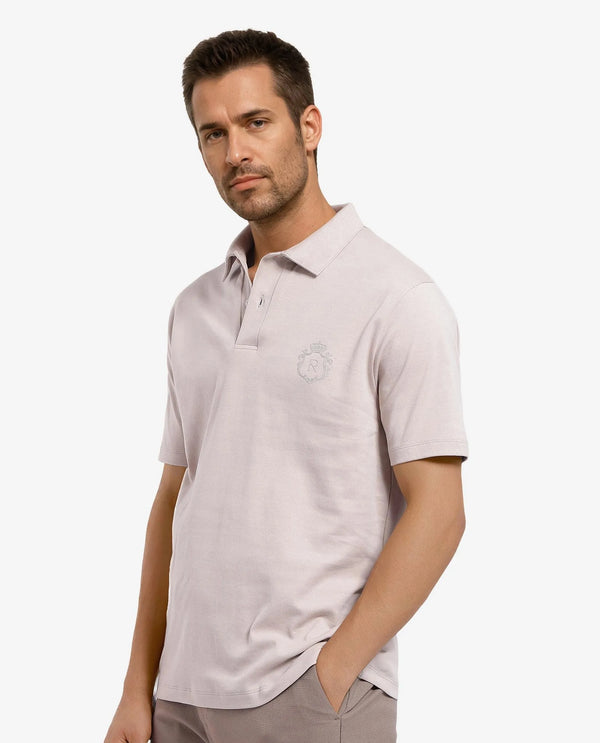 Rare Rabbit Men Kace Beige Short Sleeve Regular Fit Embroidered Logo Plain Polo