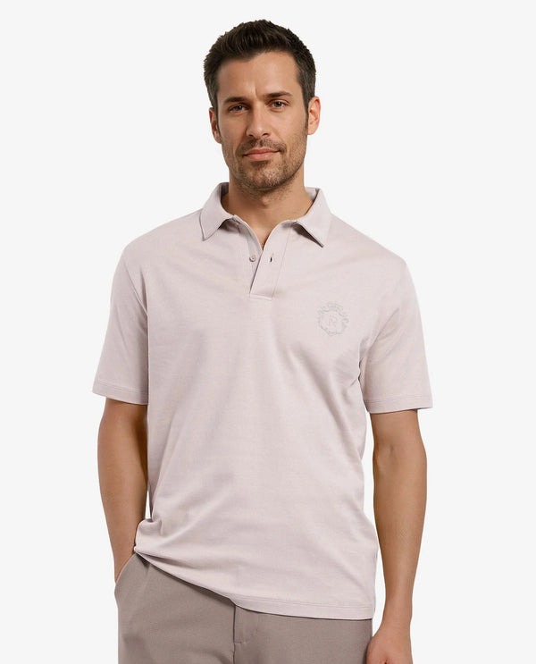 Rare Rabbit Men Kace Beige Short Sleeve Regular Fit Embroidered Logo Plain Polo
