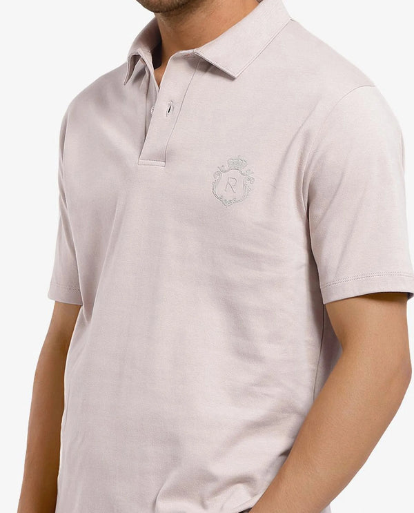 Rare Rabbit Men Kace Beige Short Sleeve Regular Fit Embroidered Logo Plain Polo