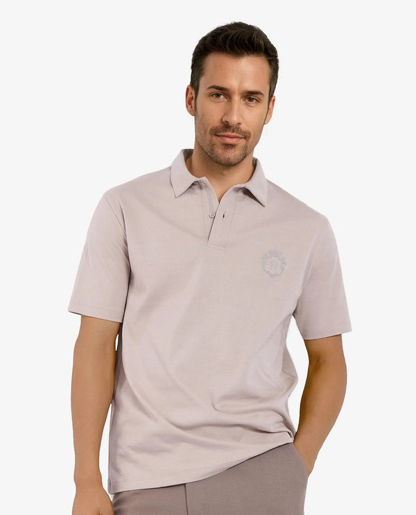 Rare Rabbit Men Kace Beige Short Sleeve Regular Fit Embroidered Logo Plain Polo