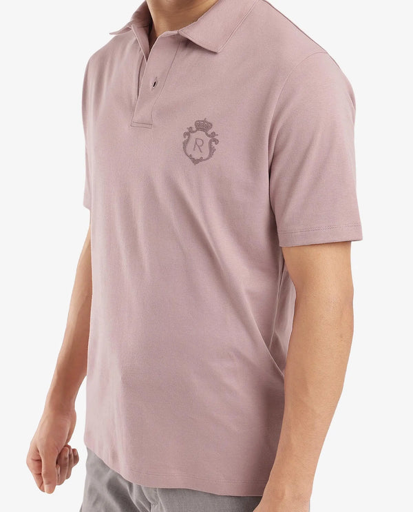Rare Rabbit Men Kace Dusky Pink Short Sleeve Regular Fit Embroidered Logo Plain Polo