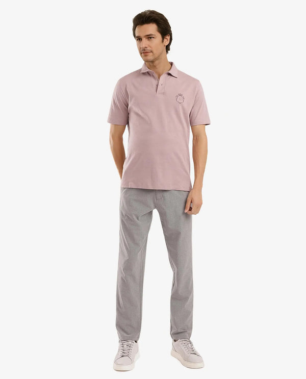 Rare Rabbit Men Kace Dusky Pink Short Sleeve Regular Fit Embroidered Logo Plain Polo