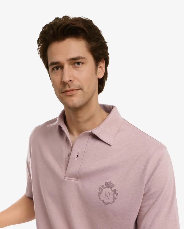 Rare Rabbit Men Kace Dusky Pink Short Sleeve Regular Fit Embroidered Logo Plain Polo