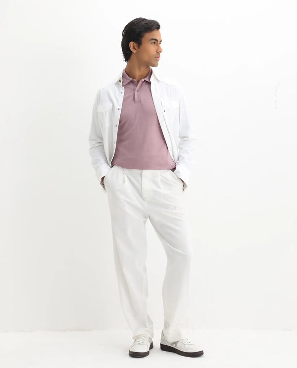 Rare Rabbit Men Kace Dusky Pink Short Sleeve Regular Fit Embroidered Logo Plain Polo
