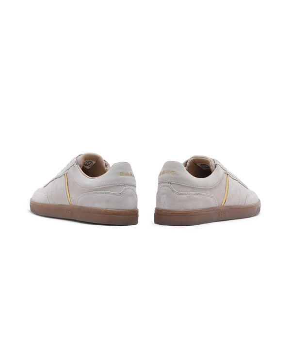 Rare Rabbit Men Kairos Light Beige Premium Suede Leather Low-Top Lace-Up Sneaker Shoes