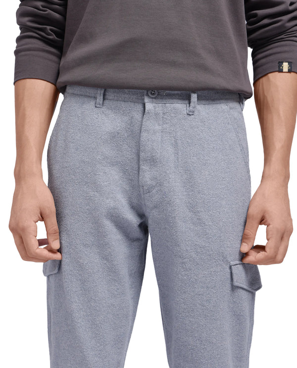 Rare Rabbit Men's Kalor Blue Button Closure Regular Fit Plain Trouser