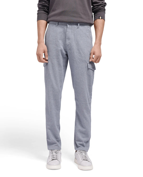 Rare Rabbit Men's Kalor Blue Button Closure Regular Fit Plain Trouser