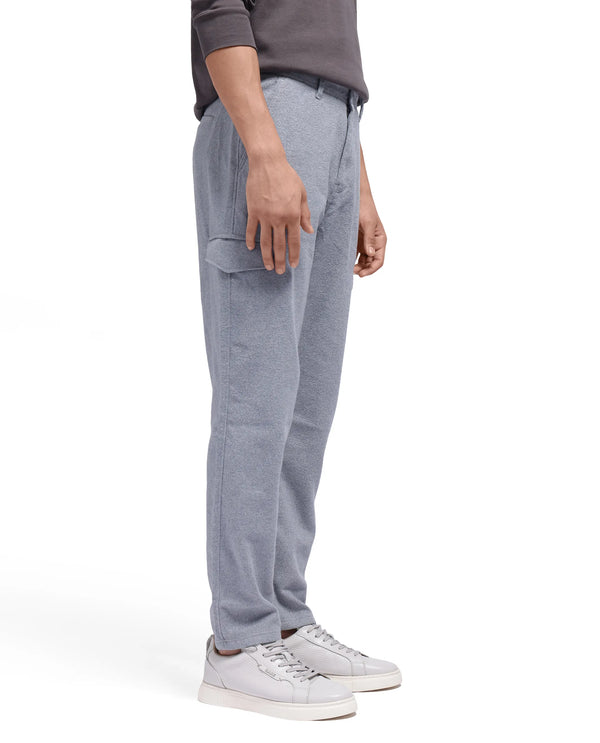 Rare Rabbit Men's Kalor Blue Button Closure Regular Fit Plain Trouser