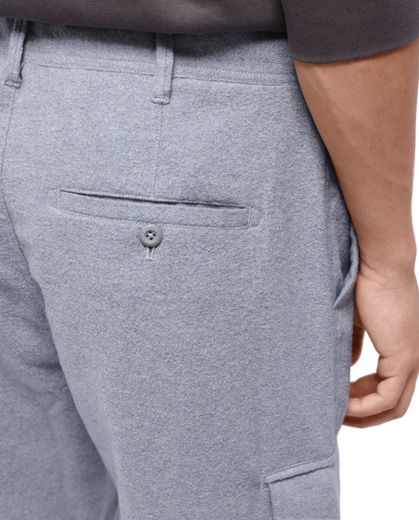 Rare Rabbit Men's Kalor Blue Button Closure Regular Fit Plain Trouser