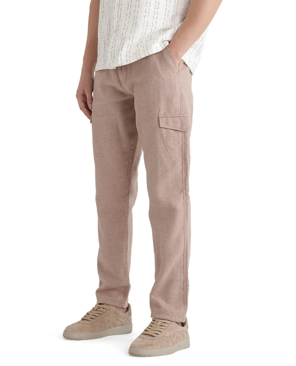 Rare Rabbit Men's Kalor Peach Button Closure Regular Fit Plain Trouser