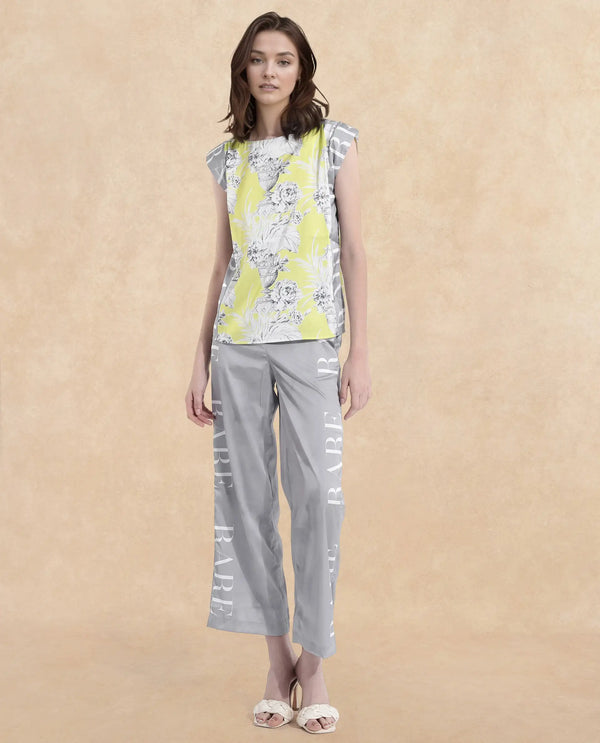 Rareism Women Kanadio-B Light Grey Tie Up Straight Fit Ankle Length Trouser