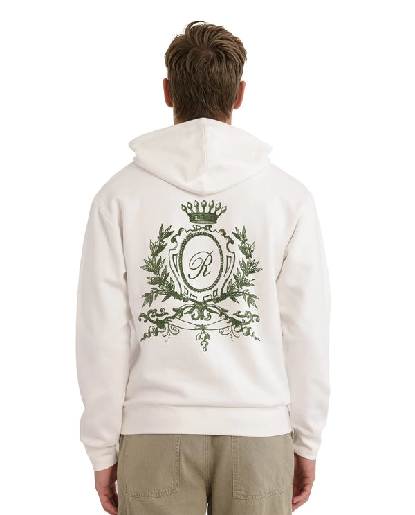 Rare Rabbit Men Kant Off White Full Sleeve Hooded Boxy Fit Printed Sweatshirt